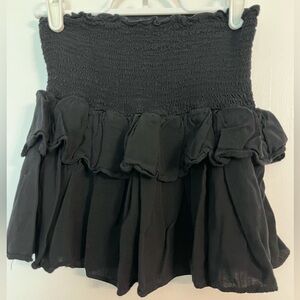 SHEIN Black Bubble Mini Skirt with Smocked Ruffles
